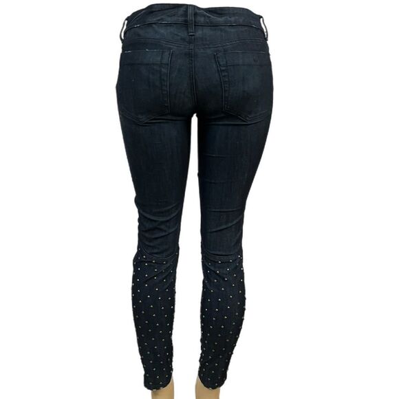 Bebe Skinny Leg Studded Jeans Dark Wash Low Rise Slim Denim Pants NWOT sz 29 - Picture 2 of 10
